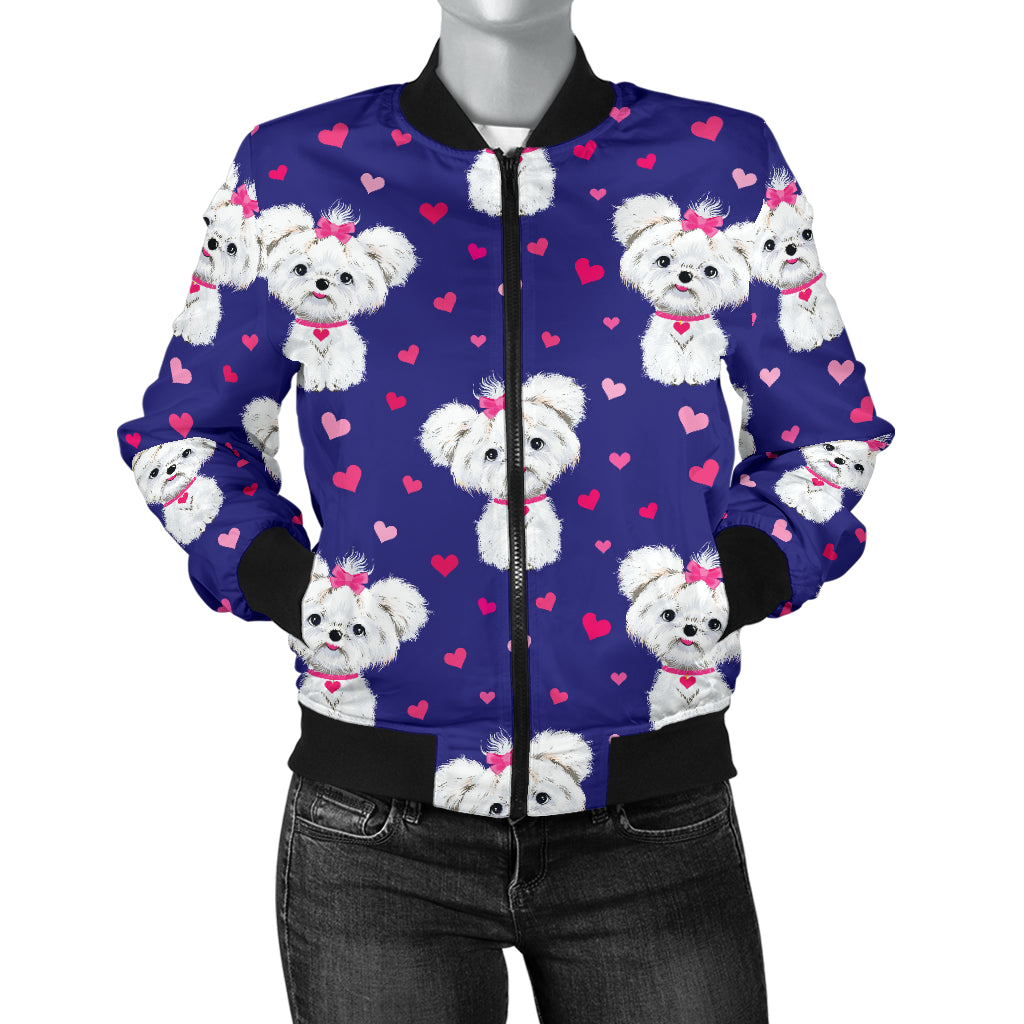 Maltese Pattern Print Design 02/womenbomber.jpg Women's Bomber Jacket