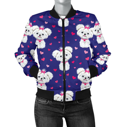 Maltese Pattern Print Design 02/womenbomber.jpg Women's Bomber Jacket