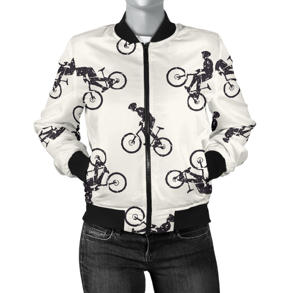Mountain bike Pattern Print Design 01 Women's Bomber Jacket