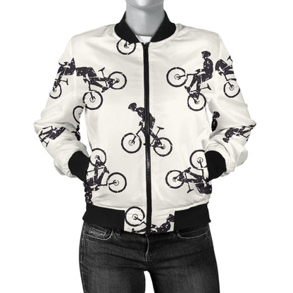 Mountain bike Pattern Print Design 01 Women's Bomber Jacket