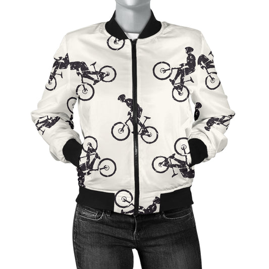 Mountain bike Pattern Print Design 01 Women's Bomber Jacket