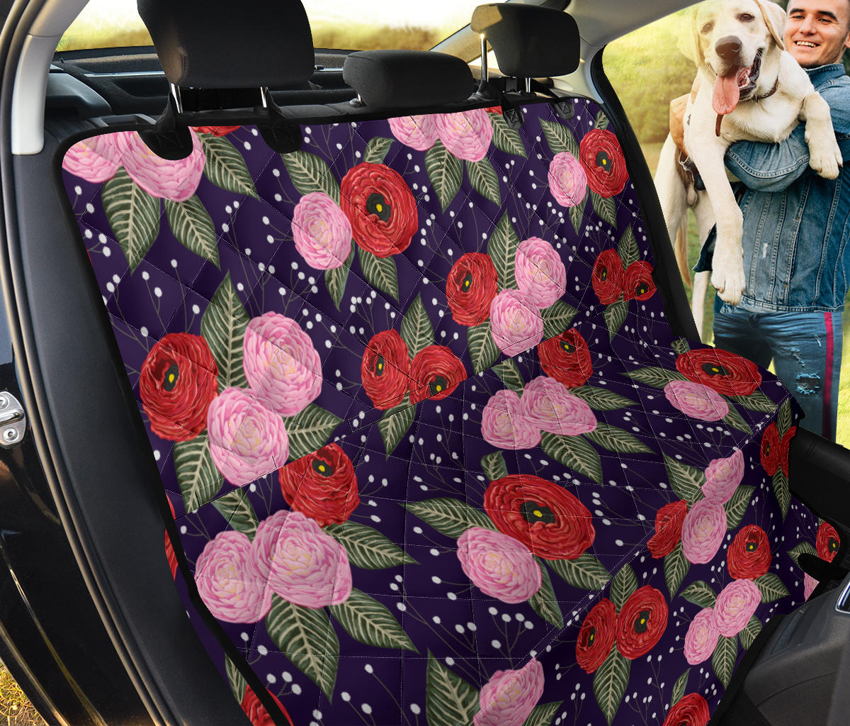 Camellia Pattern Print Design CM02 Rear Dog  Seat Cover
