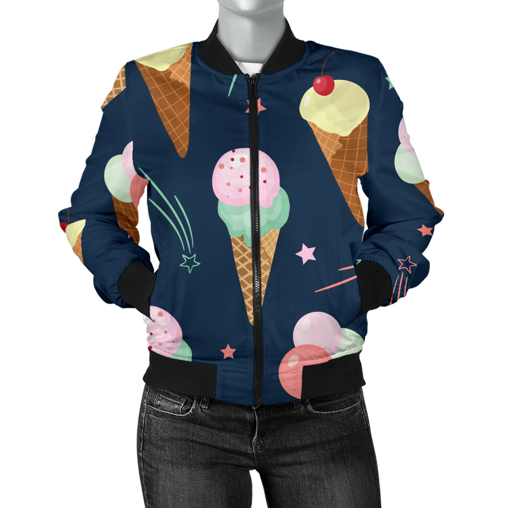 Ice Cream Pattern Print Design 04 Women's Bomber Jacket