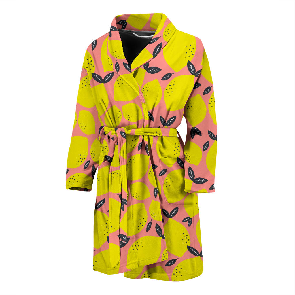 Lemon Pattern Print Design LM03 Men Bathrobe