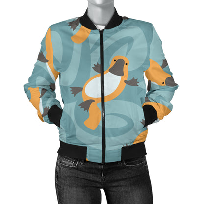 Platypus Pattern Print Design A01 Women's Bomber Jacket