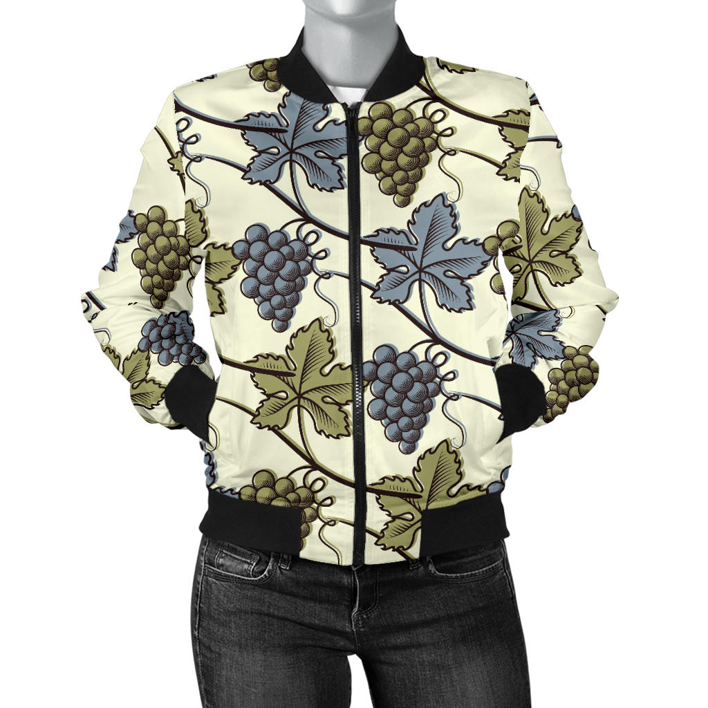 Grape Pattern Print Design GP03 Women Bomber Jacket