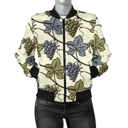 Grape Pattern Print Design GP03 Women Bomber Jacket