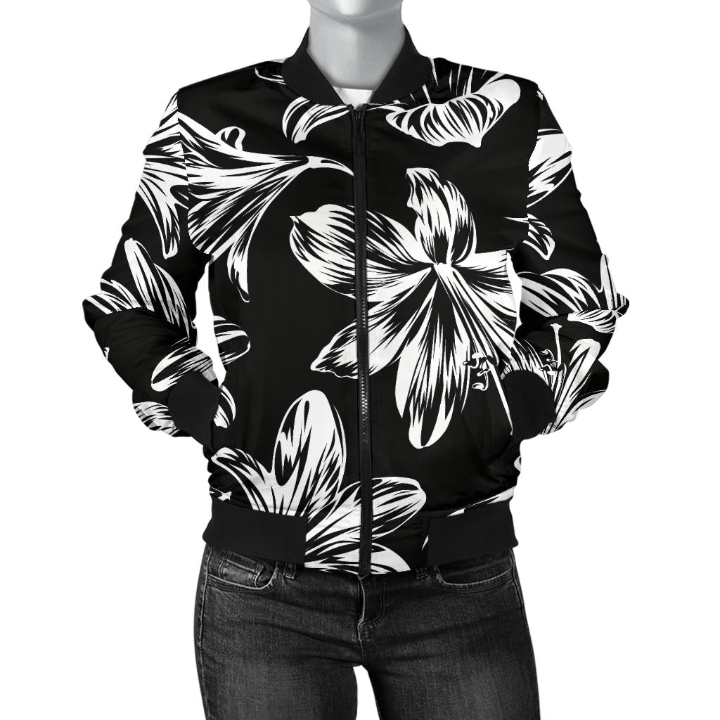 Amaryllis Pattern Print Design AL04 Women Bomber Jacket