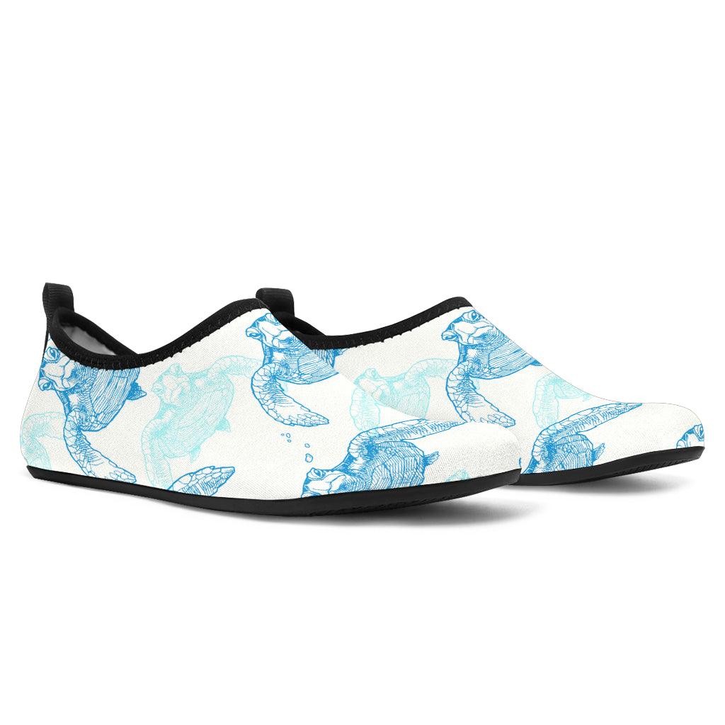 Sea Turtle Pattern Print Design T01 Aqua Water Shoes