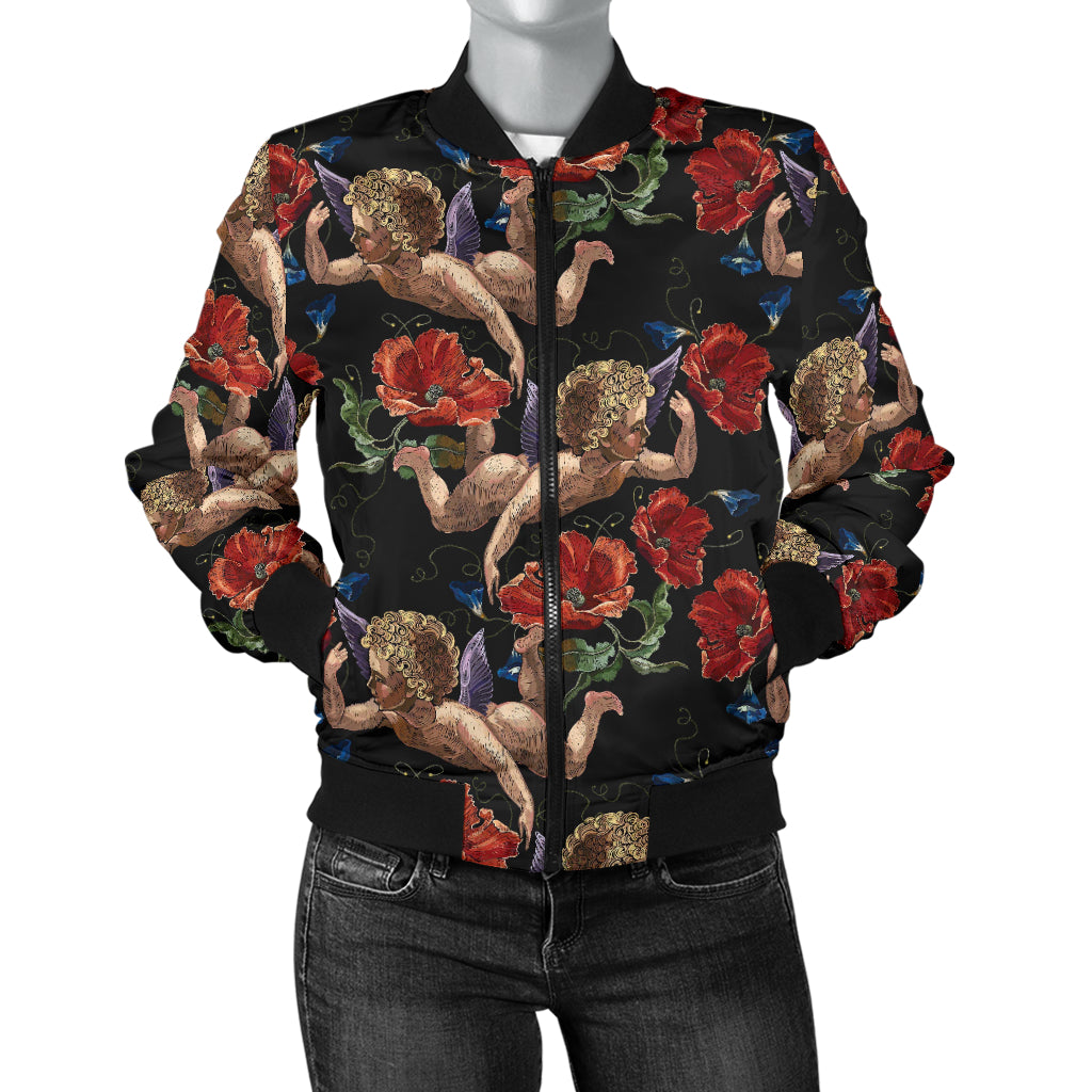 Cupid Pattern Print Design 05 Women's Bomber Jacket