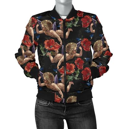 Cupid Pattern Print Design 05 Women's Bomber Jacket