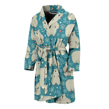 Bear Pattern Print Design BE04 Men Bathrobe