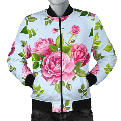 Rose Pink Pattern Print Design RO08 Men Bomber Jacket