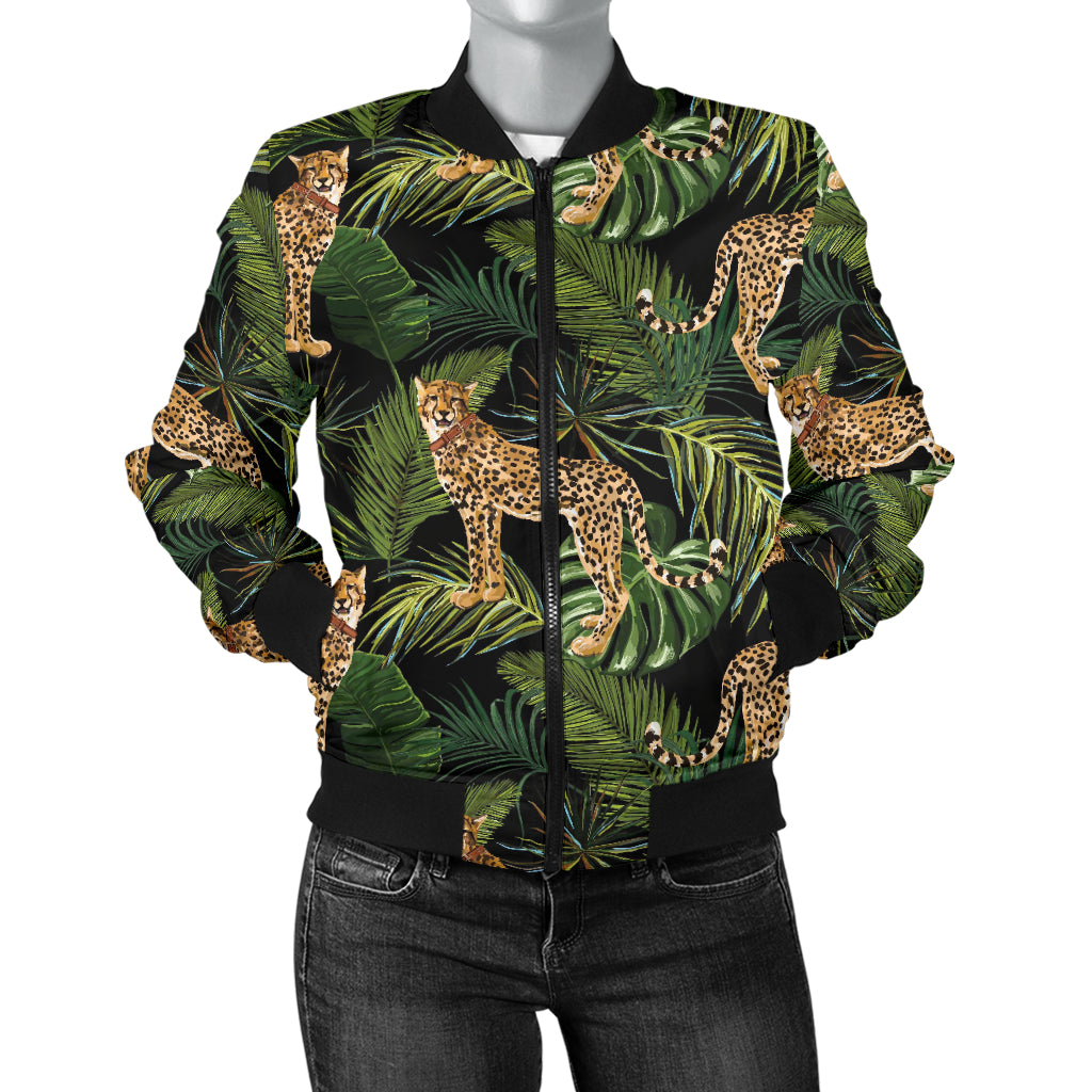 Cheetah Pattern Print Design 05 Women's Bomber Jacket