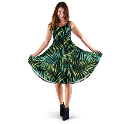 Tropical Flower Pattern Print Design TF08 Midi Dress