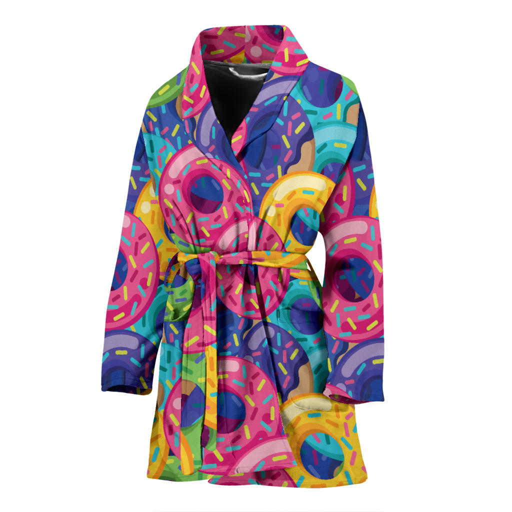 Donut Pattern Print Design DN010 Women Bathrobe