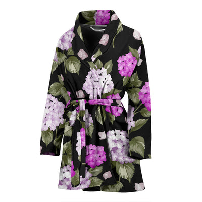 Hydrangea Pattern Print Design HD011 Women Bathrobe