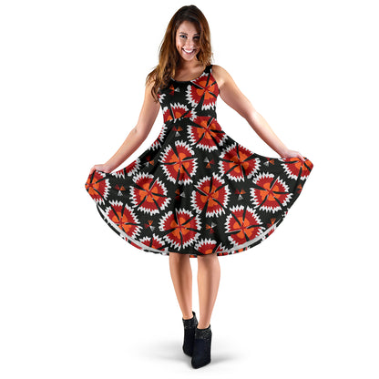 Carnations Pattern Print Design CN03 Midi Dress