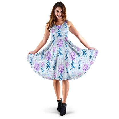 Lilac Pattern Print Design LI05 Midi Dress