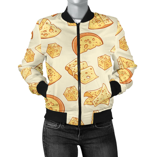 Cheese Pattern Print Design 01 Women's Bomber Jacket
