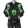 Alien Green Neon Pattern Print Design 01 Women's Bomber Jacket