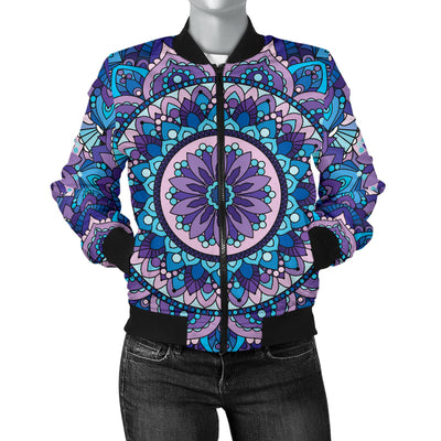 Mandala Pattern Print Design 04 Women's Bomber Jacket