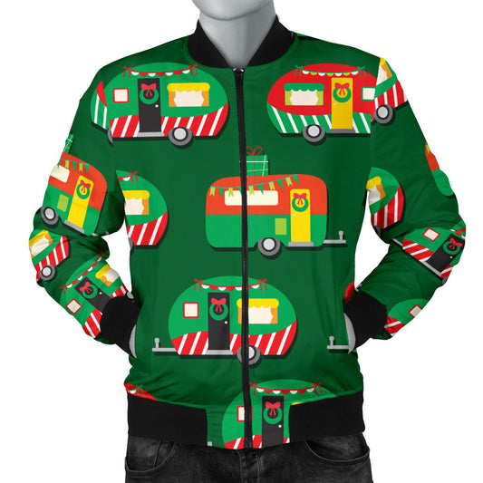 Camper Camping Christmas Themed Print Men Bomber Jacket