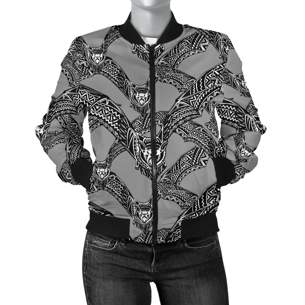 Bat Pattern Print Design 04 Women's Bomber Jacket