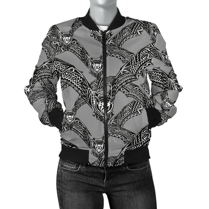Bat Pattern Print Design 04 Women's Bomber Jacket