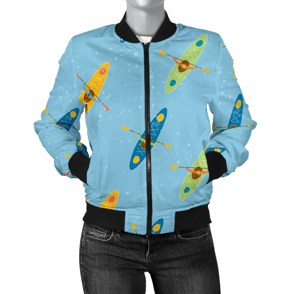 Kayak Pattern Print Design 04 Women's Bomber Jacket