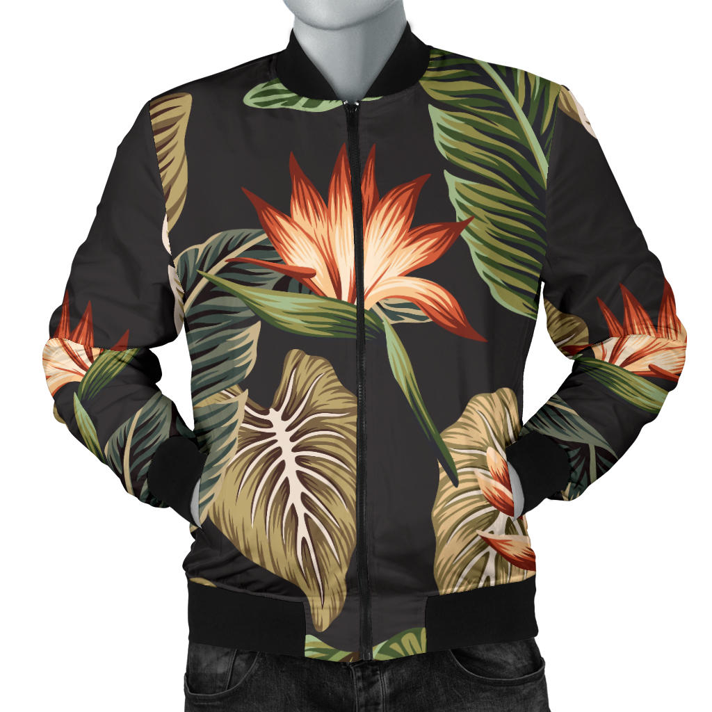 Tropical Flower Pattern Print Design TF014 Men Bomber Jacket