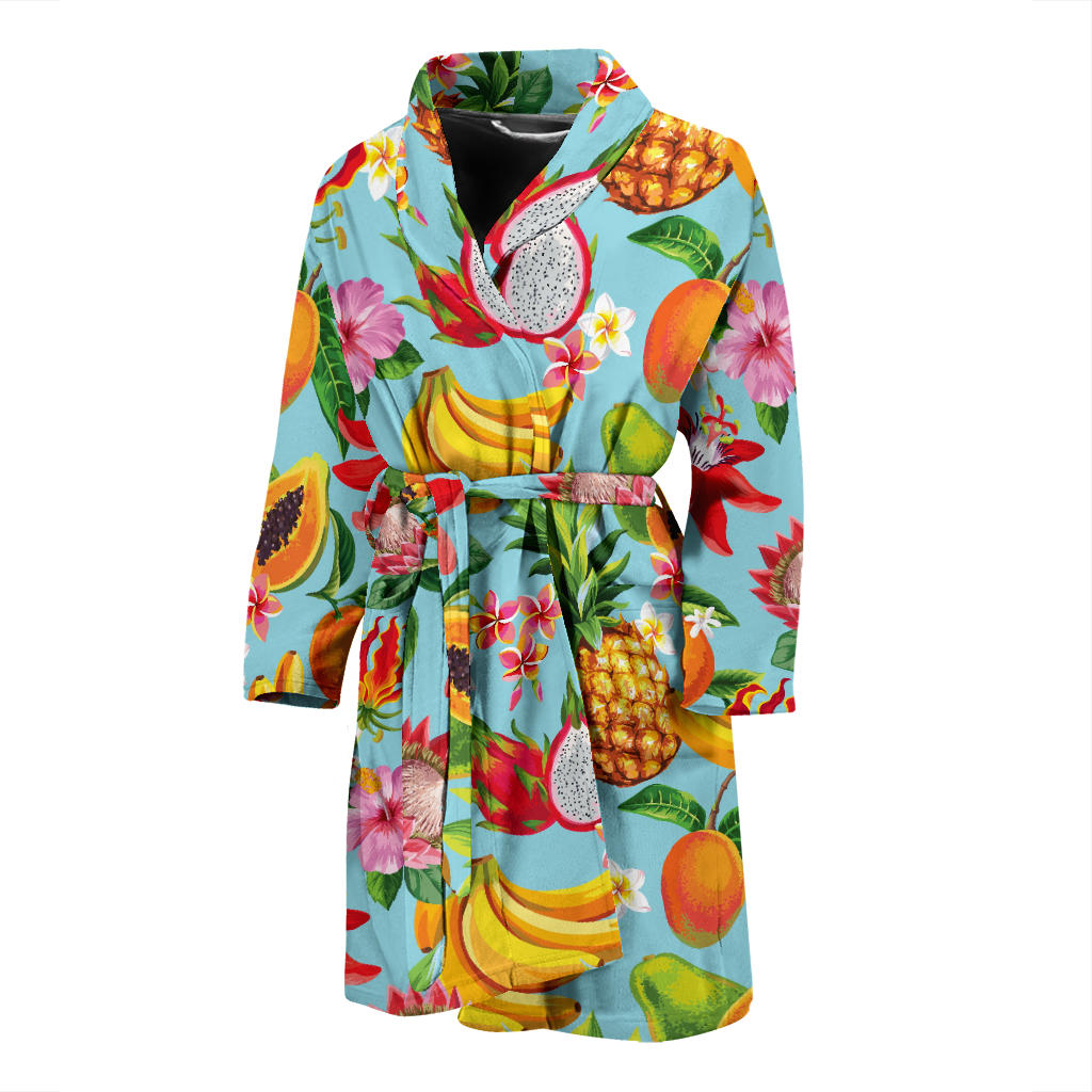 Tropical Fruits Pattern Print Design TF01 Men Bathrobe