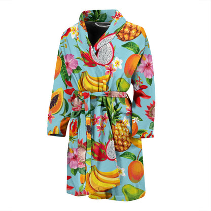 Tropical Fruits Pattern Print Design TF01 Men Bathrobe