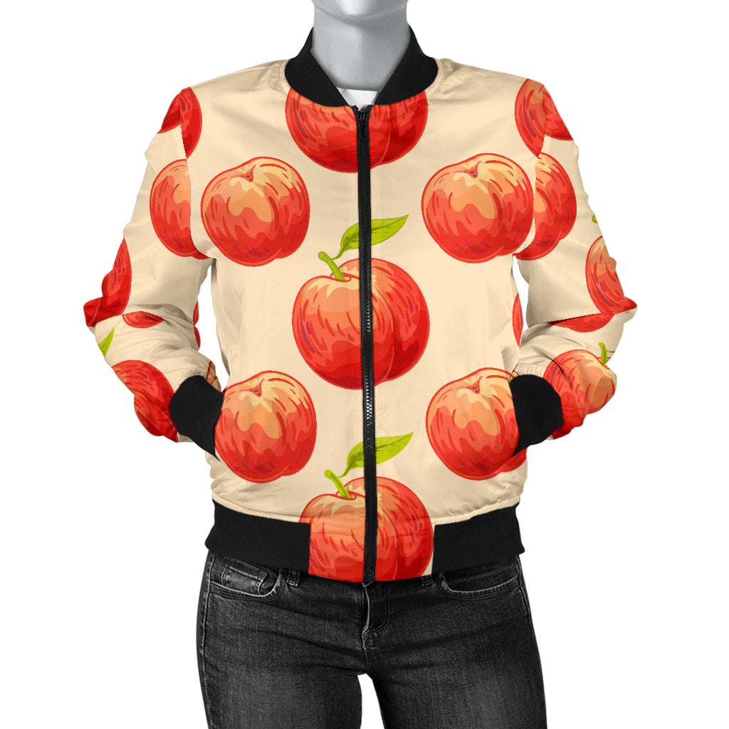 Peach Pattern Print Design A03 Women's Bomber Jacket