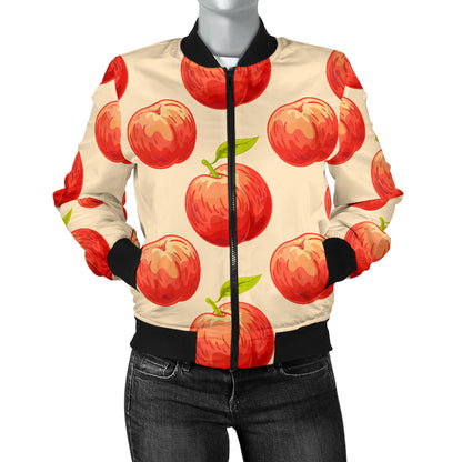 Peach Pattern Print Design A03 Women's Bomber Jacket