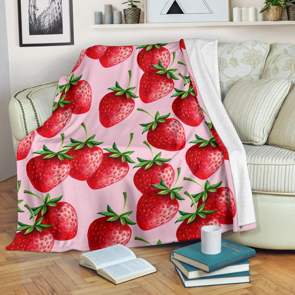 Strawberry Pattern Print Design SB03 Fleece Blanket