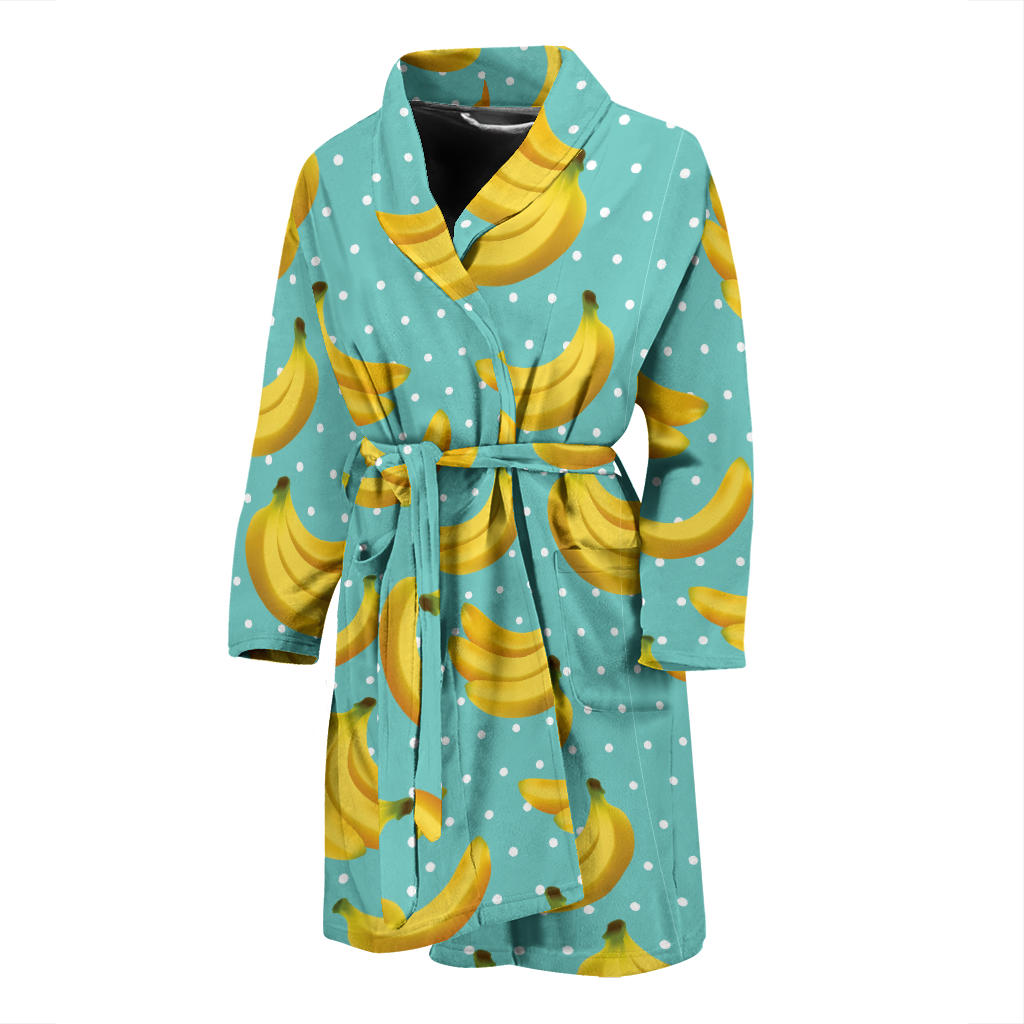 Banana Pattern Print Design BA02 Men Bathrobe