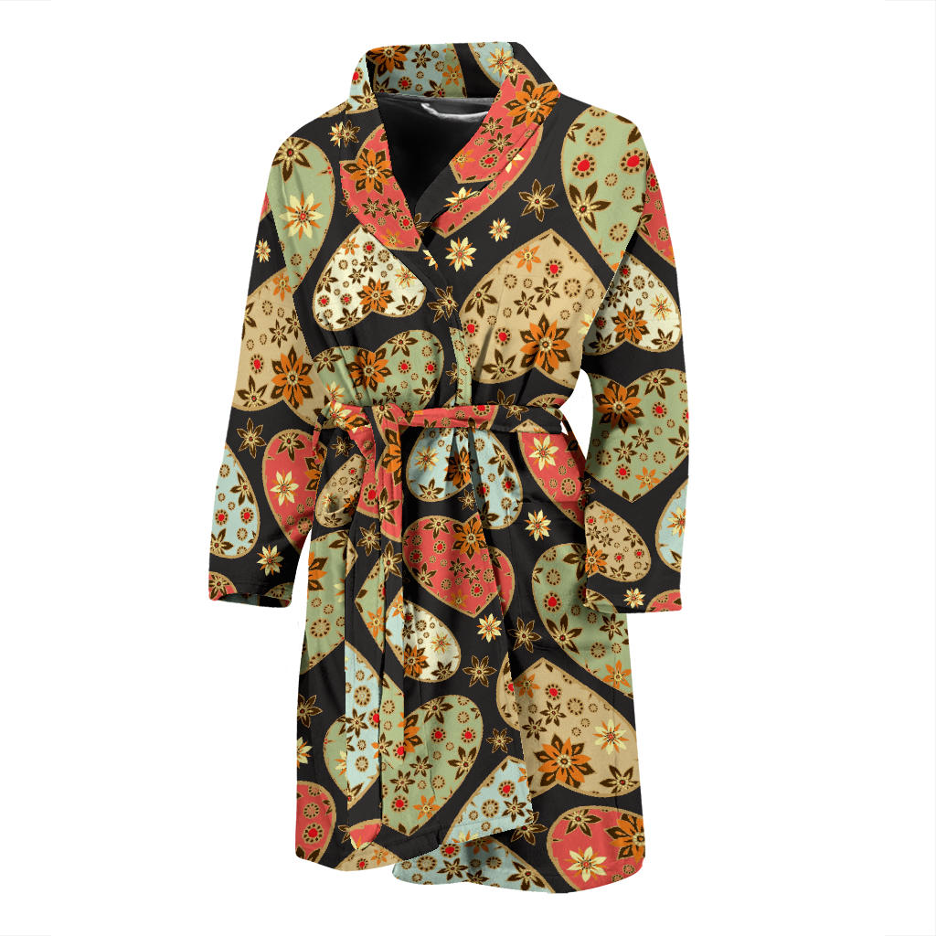 Heart Boho Pattern Print Design HE04 Men Bathrobe