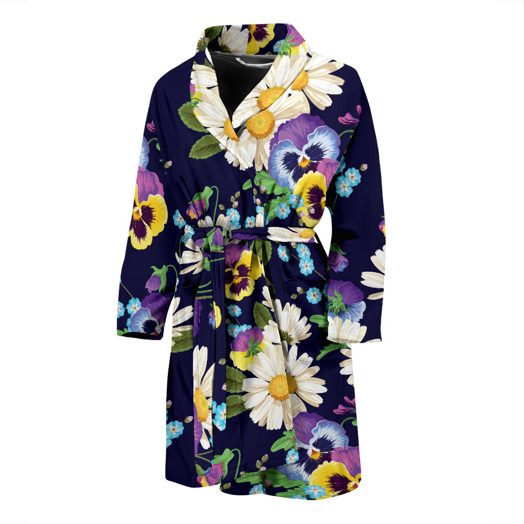 Pansy Pattern Print Design PS03 Men Bathrobe