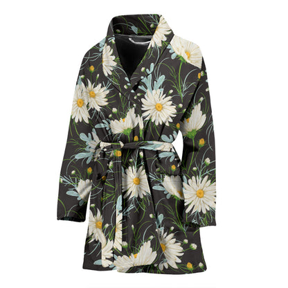 Daisy Pattern Print Design DS08 Women Bathrobe