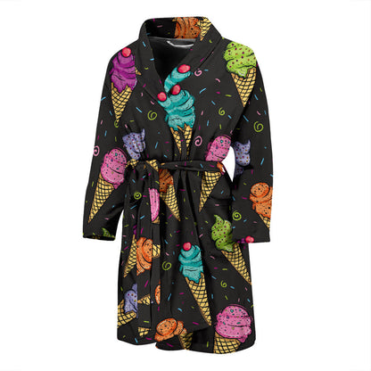 Ice Cream Pattern Print Design IC06 Men Bathrobe