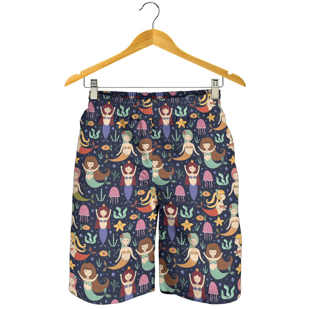 Mermaid Cartoon Pattern Print Design 03 Mens Shorts