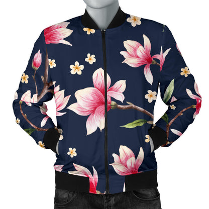 Magnolia Pattern Print Design MAG09 Men Bomber Jacket