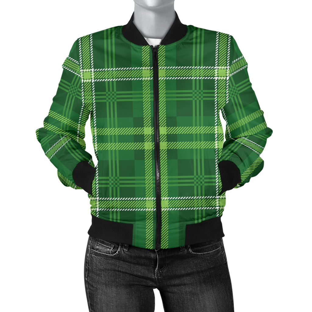 Irish Plaid Pattern Print Design 02 Women's Bomber Jacket