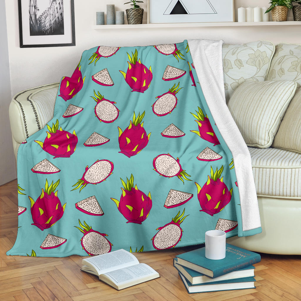 Dragonfruit Pattern Print Design DF01 Fleece Blanket