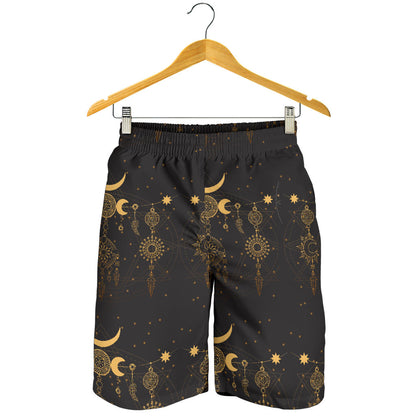 Sun Moon Boho Style Mens Shorts