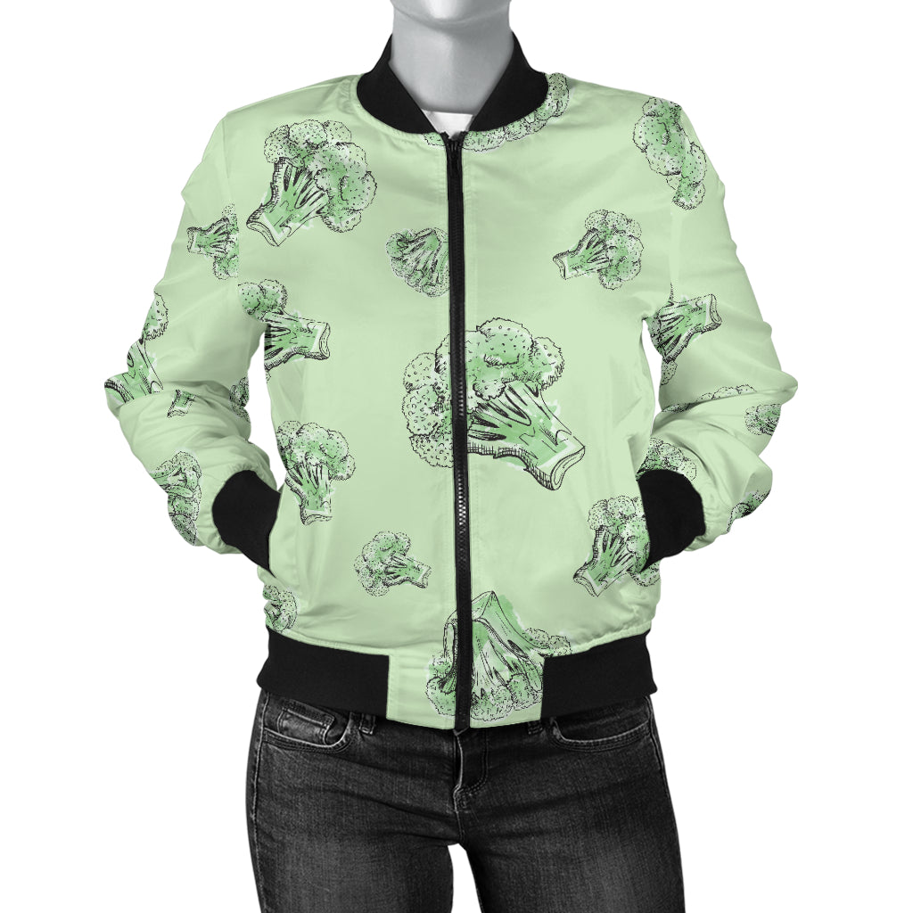 Broccoli Pattern Print Design 05 Women's Bomber Jacket
