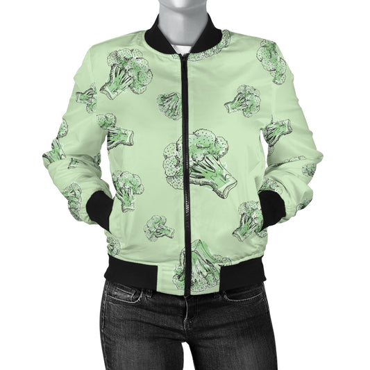 Broccoli Pattern Print Design 05 Women's Bomber Jacket