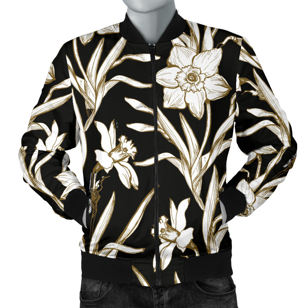 Daffodils Pattern Print Design DF06 Men Bomber Jacket