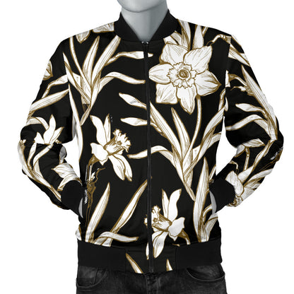 Daffodils Pattern Print Design DF06 Men Bomber Jacket